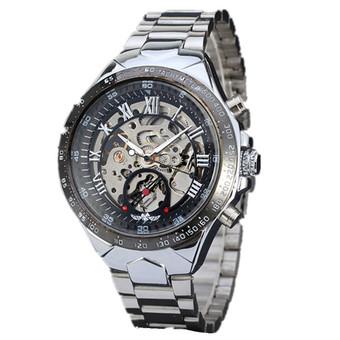 New Skeleton Automatic Watches for Men Silver Stainless Steel Silver  