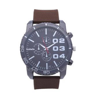 New WOMAGE 1091 Men's Watches Men Casual Quartz Watch Rubber Wrist Military Sports Watch Brand (Brown)  