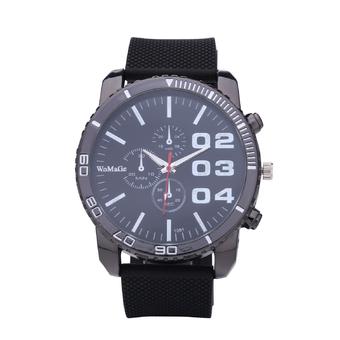 New WOMAGE 1091 Men's Watches Men Casual Quartz Watch Rubber Wrist Military Sports Watch Brand (Black)  