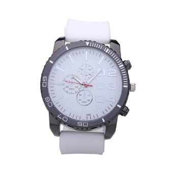 New WOMAGE 1091 Men's Watches Men Casual Quartz Watch Rubber Wrist Military Sports Watch Brand (White)  