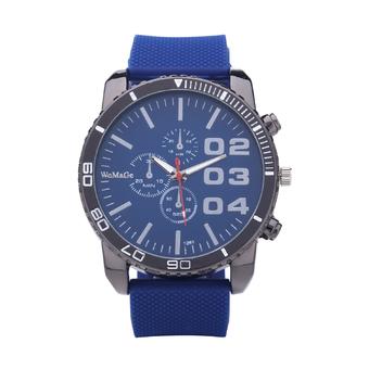 New WOMAGE 1091 Men's Watches Men Casual Quartz Watch Rubber Wrist Military Sports Watch Brand (Blue)  
