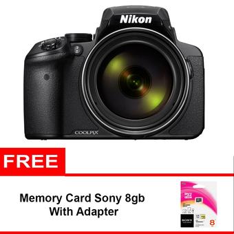 Nikon Coolpix P900 - 16 MP - 83x Optical Zoom - Hitam + Gratis Memory Sony 8GB  