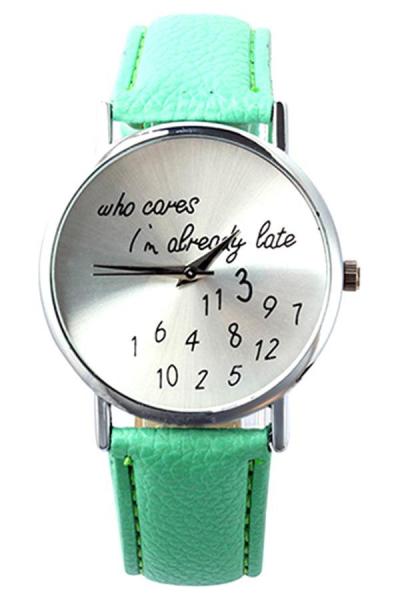 Norate Faux Leather Date Wrist Watch Light Green