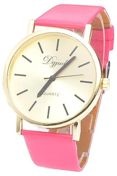 Norate Faux Leather Quartz Analog Wrist Watch Rose Red