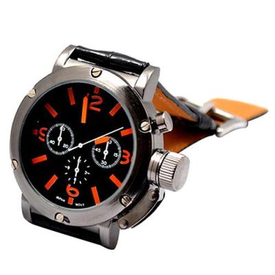 Norate Jam Tangan Pria - Hour Clock Quartz Wrist Watch Orange Hand