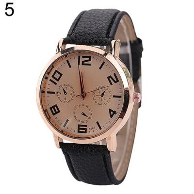 Norate Jam Tangan Pria - Round Dial Case Faux Leather Strap Black