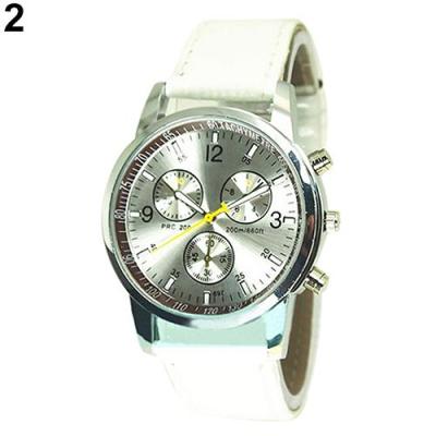Norate Jam Tangan Pria - Round Dial Faux Leather Strap White