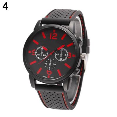 Norate Jam Tangan Pria - Silicone Band Stainless Steel Sports Wrist Watch Red