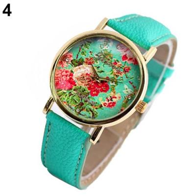 Norate Jam Tangan Wanita - Geneva Rose Flower Watch Mint Green
