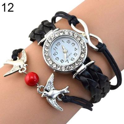 Norate Jam Tangan Wanita - Multilayer Knitted Faux Leather Bracelet Watch #12
