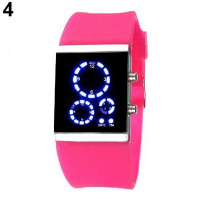 Norate Jam Tangan Wanita - Silicone Strap Digital LED Time Date Wrist Watch Rose-Red