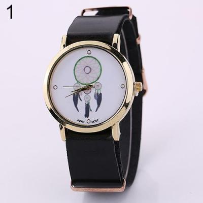 Norate Lady's Dream Catcher Feather Dial Wrist Watch Black