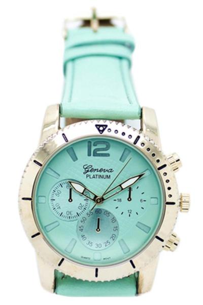 Norate Unisex Faux Leather Band Analog Quartz Wrist Watch Mint Green
