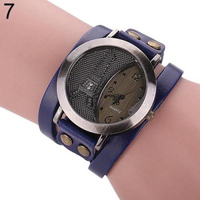 Norate Unisex Punk Style Eiffel Tower Dial Bracelet Wrist Watch Blue