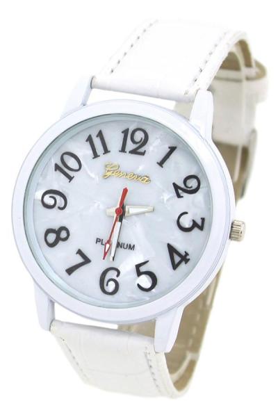 Norate Unisex Shell White Dial Faux Leather White Band Wrist Watch