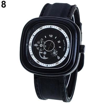 Norate Unisex Turnplate Square Dial Quartz Wrist Watch Black