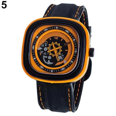 Norate Unisex Turnplate Square Dial Quartz Wrist Watch Orange