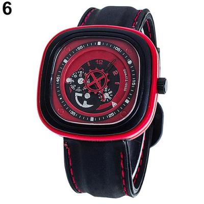 Norate Unisex Turnplate Square Dial Quartz Wrist Watch Red