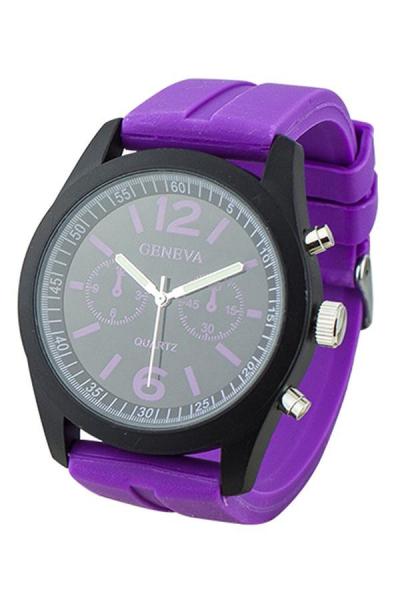 Norate Women's Black Dial Silicone Analog Quartz Watch Purple
