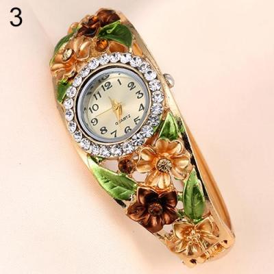 Norate Women's Flower Leaf Band Bracelet Wrist Watch Champagne