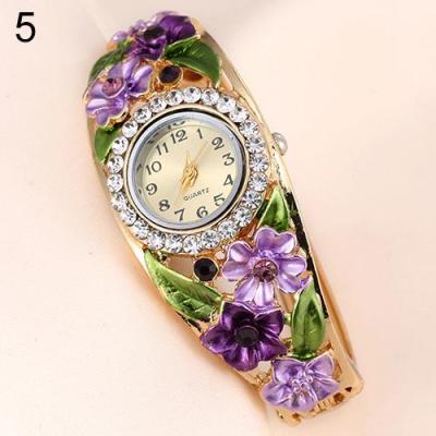 Norate Women's Flower Leaf Band Bracelet Wrist Watch Purple