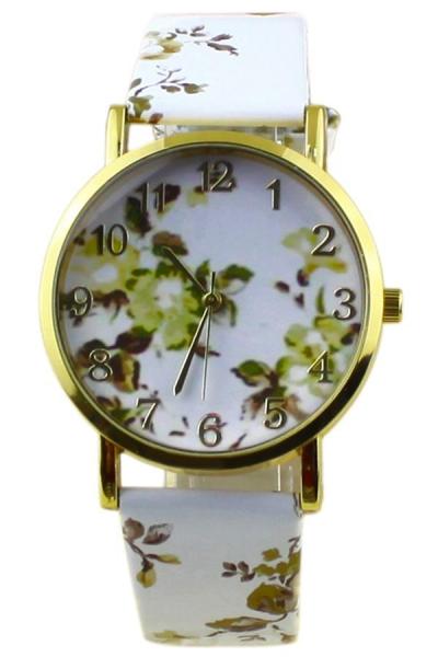 Norate Women's Flowers Faux Leather Analog Quartz Wrist Watch Grey
