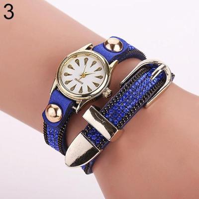 Norate Women's Peacock Literal Dial Rhinestone Rivet Bracelet Wrist Watch Blue