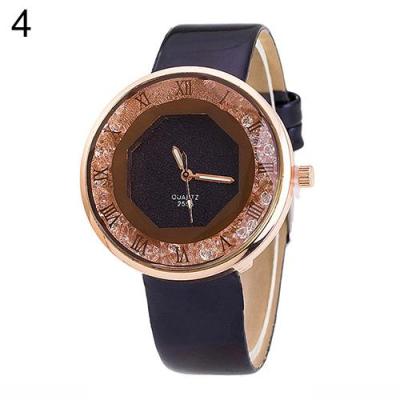 Norate Women's Quicksand Roman Number Faux Leather Wrist Watch Black