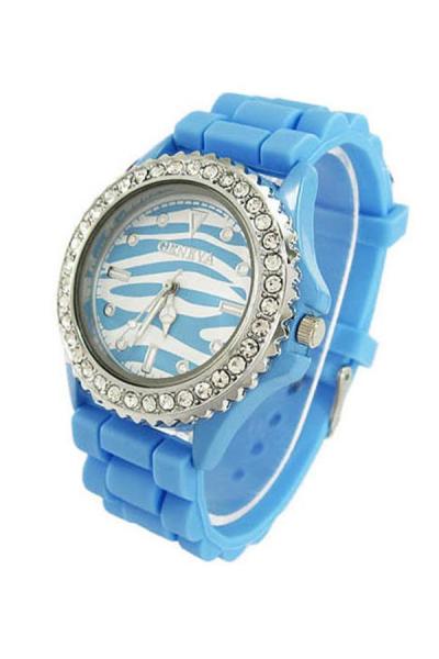 Norate Women's Zebra Dial Silicone Jelly Wrist Watch Blue