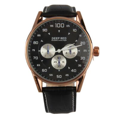 OBN 2130 circular shell belt quartz watch-Black