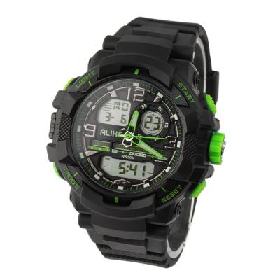 OBN ALIKE Digital Sport Casual Green Back Light Date Chronograph Wrist Watch-Green