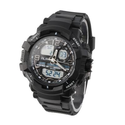 OBN ALIKE Digital Sport Casual Green Back Light Date Chronograph Wrist Watch-Black