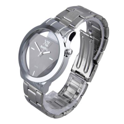 OBN BARIHO R112 fashion steel quartz watch with black face-Silver