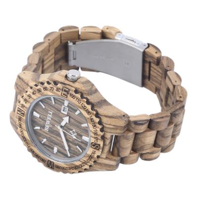 OBN Bewell W023A Wood Watch Wristwatch Wooden Men's Quartz Wrist Watch Gift-Brown