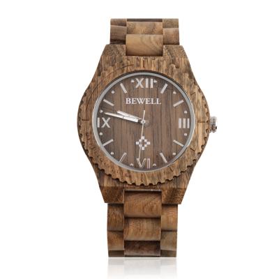 OBN Bewell W065A High Quality Wooden Watches Men's Quartz Wrist Watch-Brown