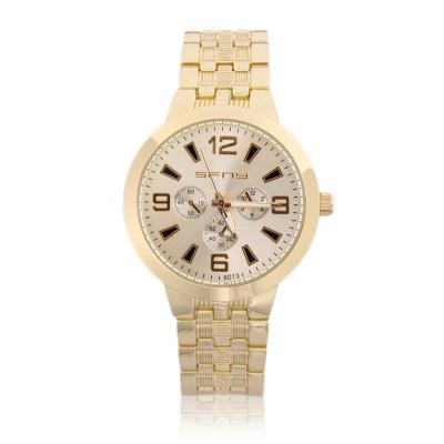 OBN Fashion Women Round Dial Stainless Steel Band Quartz Wrist Watch 6013-Gold