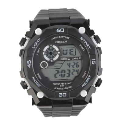 OBN Men LED Light Stopwatch Date Alarm Outdoor Sport Wrist Watch Waterproof-White
