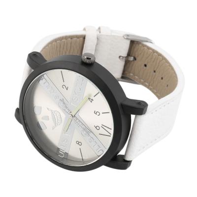 OBN Men Wristwatch Round Watch PU Leather Strap Stainless Steel 1084 Fashion-White