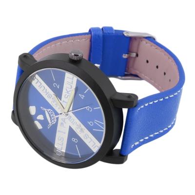 OBN Men Wristwatch Round Watch PU Leather Strap Stainless Steel 1084 Fashion-Blue