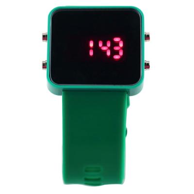 OBN Multicolor Men women Mirror LED Silicone Band Digital Sport Wrist Watch - Green