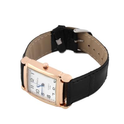 OBN New Fashionable Casual Square Shape Watch Numbers Leather Strap Wristwatch-Black