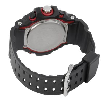 OBN New Men LED Light Dual Display Outdoor Sport Quartz Wrist Watch Waterproof-Red