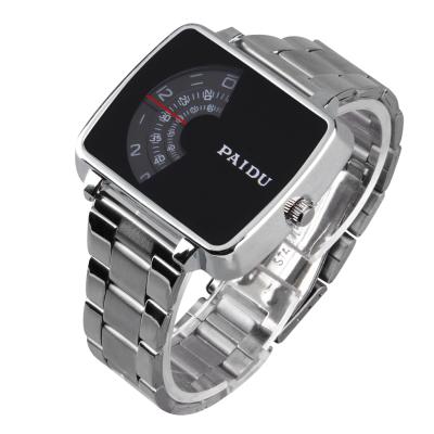 OBN Paidu58895 square steel quartz watch with black face-Black