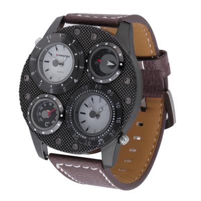 OBN SWEIBAO J1145 circular double movement quartz watch-Brown