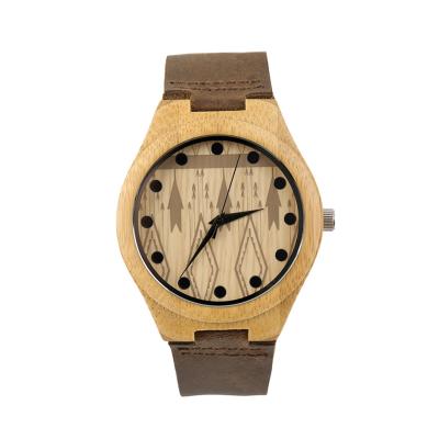 OBN Vintage watches wooden dial watch Rhombus Pattern Men Women Couple Watch-Brown