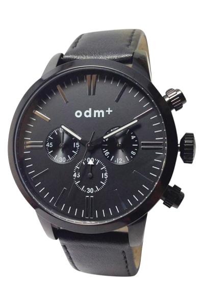 ODM DM018-01 - Jam Tangan Pria - Black - Strap Leather