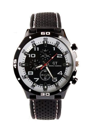 OEM Fashion Men Motion Racing Form Sport Quartz Hour Wrist Analog Watch Black Jam Tangan  