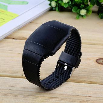 OH Unisex LED Digital Touch Screen Jelly Watch Wristwatch Plastic Ultra Thin Black  