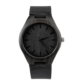 OH Vintage Ebony wooden watch wood dial quartz watches Men Women Couple Watch Black (Intl)  