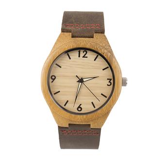 OH Vintage wooden dial watch quartz watches Men Women Couple Watch Brown Band Brown (Intl)  